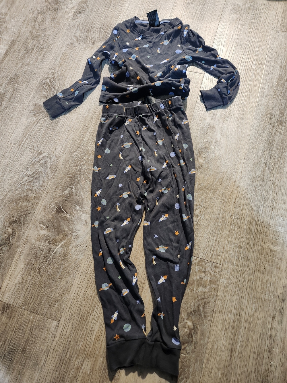 H&M Charcoal with Blue Planet and Orange Star Print Pajama